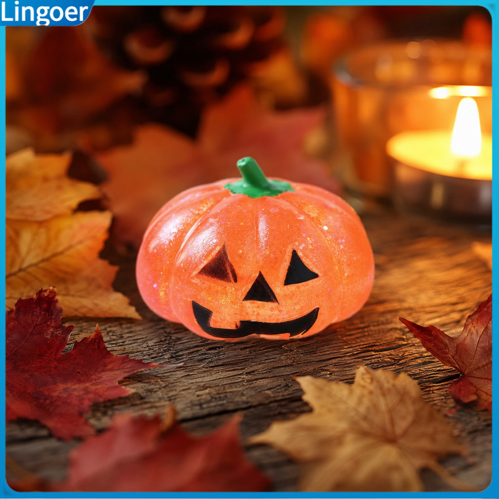 Halloween Pumpkin Stress Relief Toy Clear Glitter Spooky Head Squeeze Ball Fun Party Favors for Kids Adults Decoration T