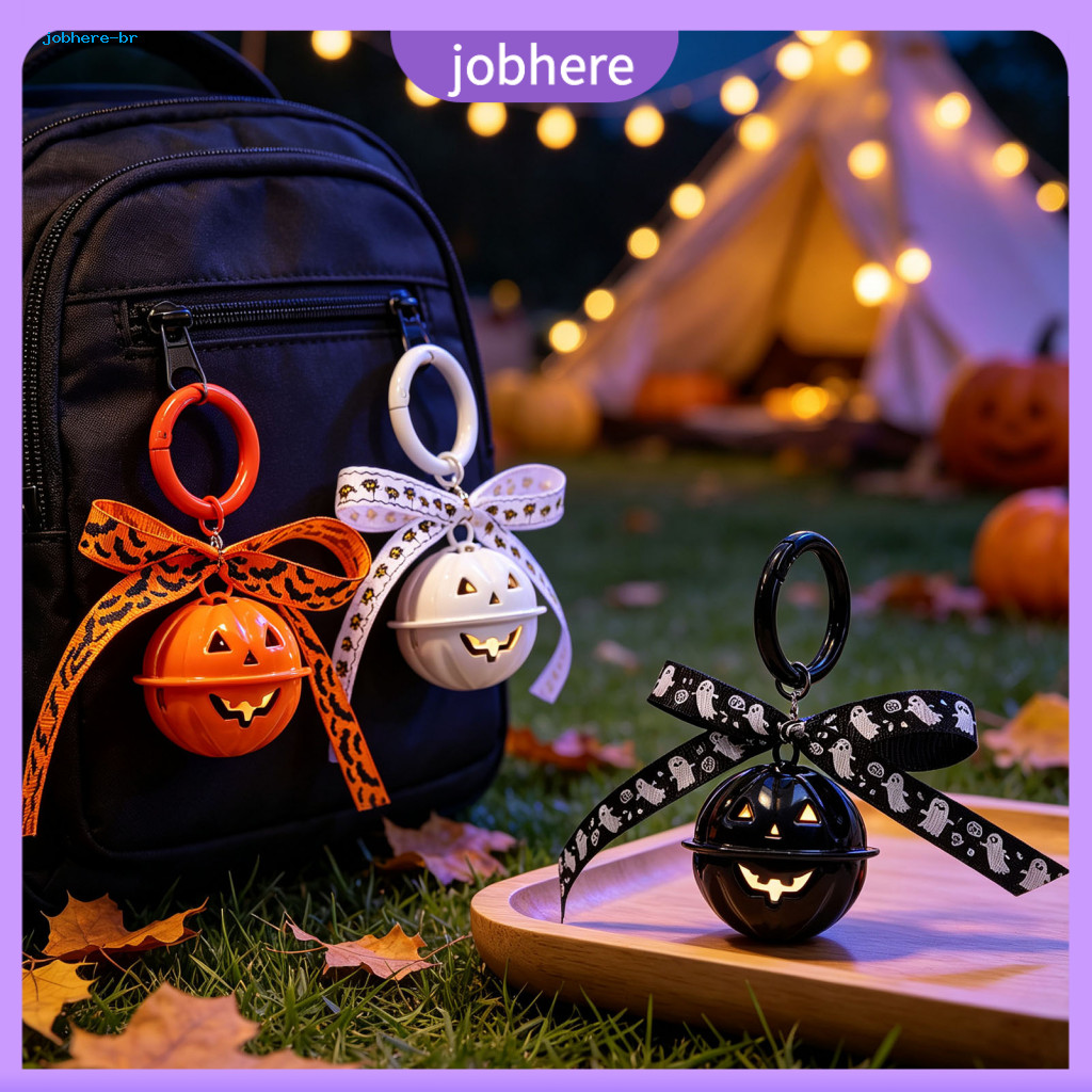 Hollow Pumpkin Bell Keychain Holiday Party Halloween with Head and Ribbon Bow – Cute for for Southeast