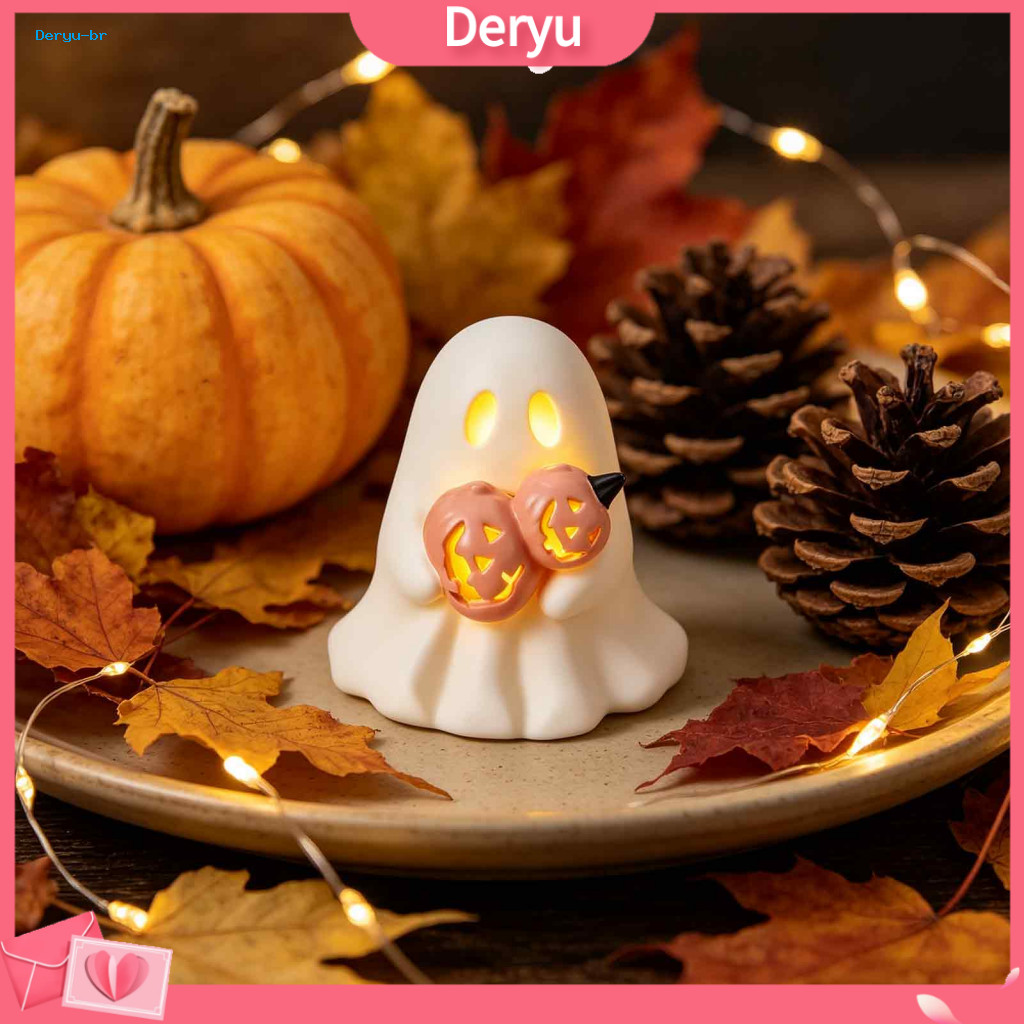 Halloween Ghost Decorations Warm Glow Night Lights Led Glowing Figurine Light Up Spooky Decor for Tiered Tray Mantel Tab