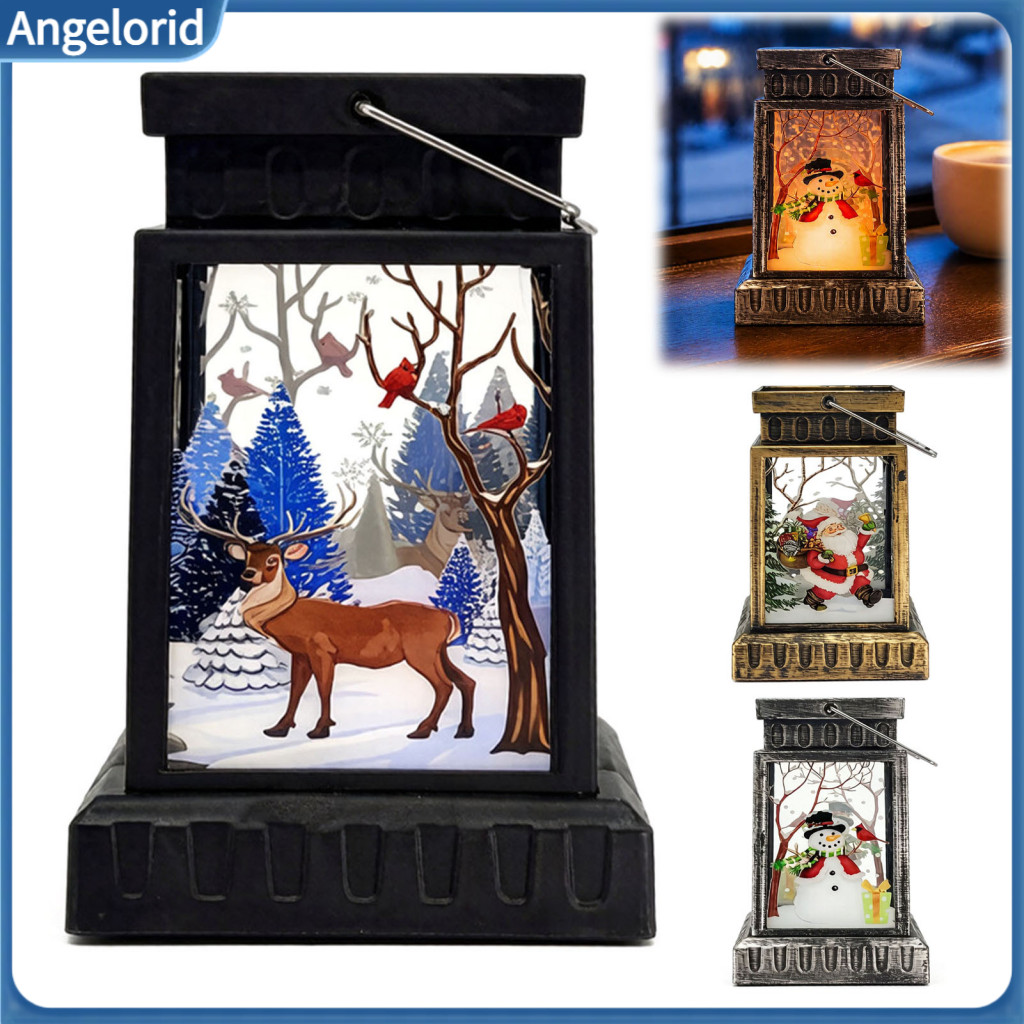 Miniature Fairy Tale Decor Retro Led Christmas Night Light Hand-painted Lantern Warm Glow Decorative Lamp for Kids and P