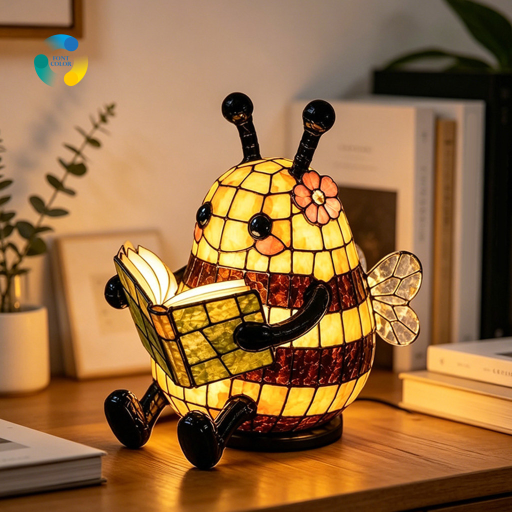 Vintage Bee Accent Light Table Lamp Cute 3d Night for Kids – Warm Glow Bedside Adorable Nursery Desk Decor Perfect Rea