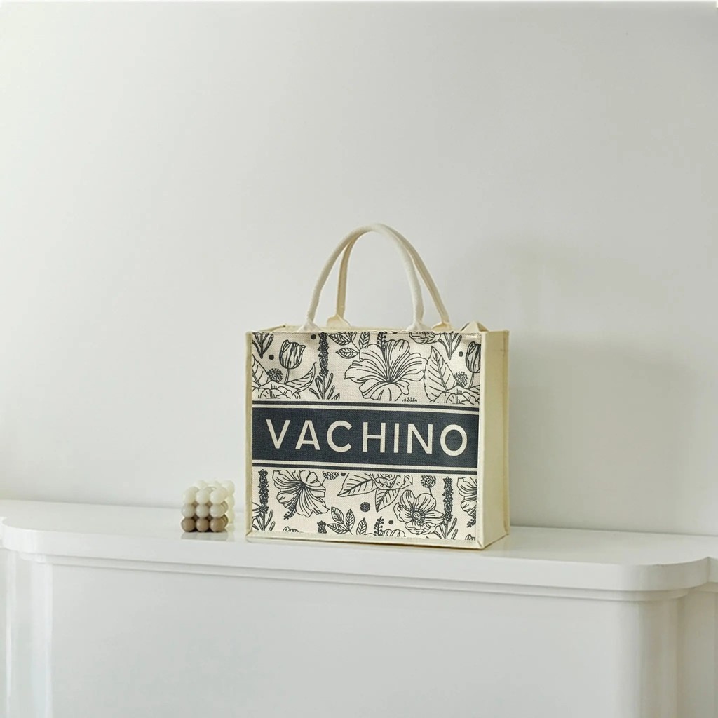Travel sedge bag, Vintage beach bag VACHINO - TX038, with cool floral patterns, environmentally friendly. 12-month warra