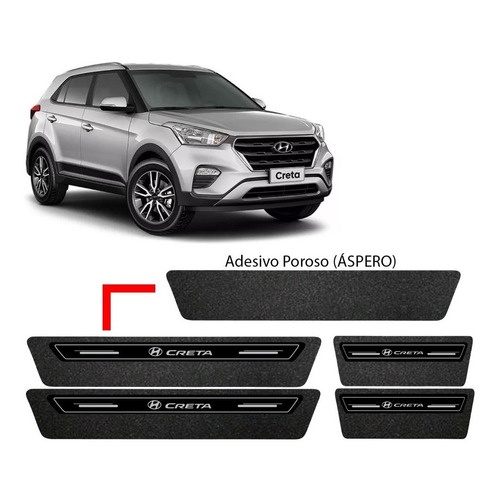 Soleira De Porta Protetora Creta 2017 2018 - Kit 8pçs Preto