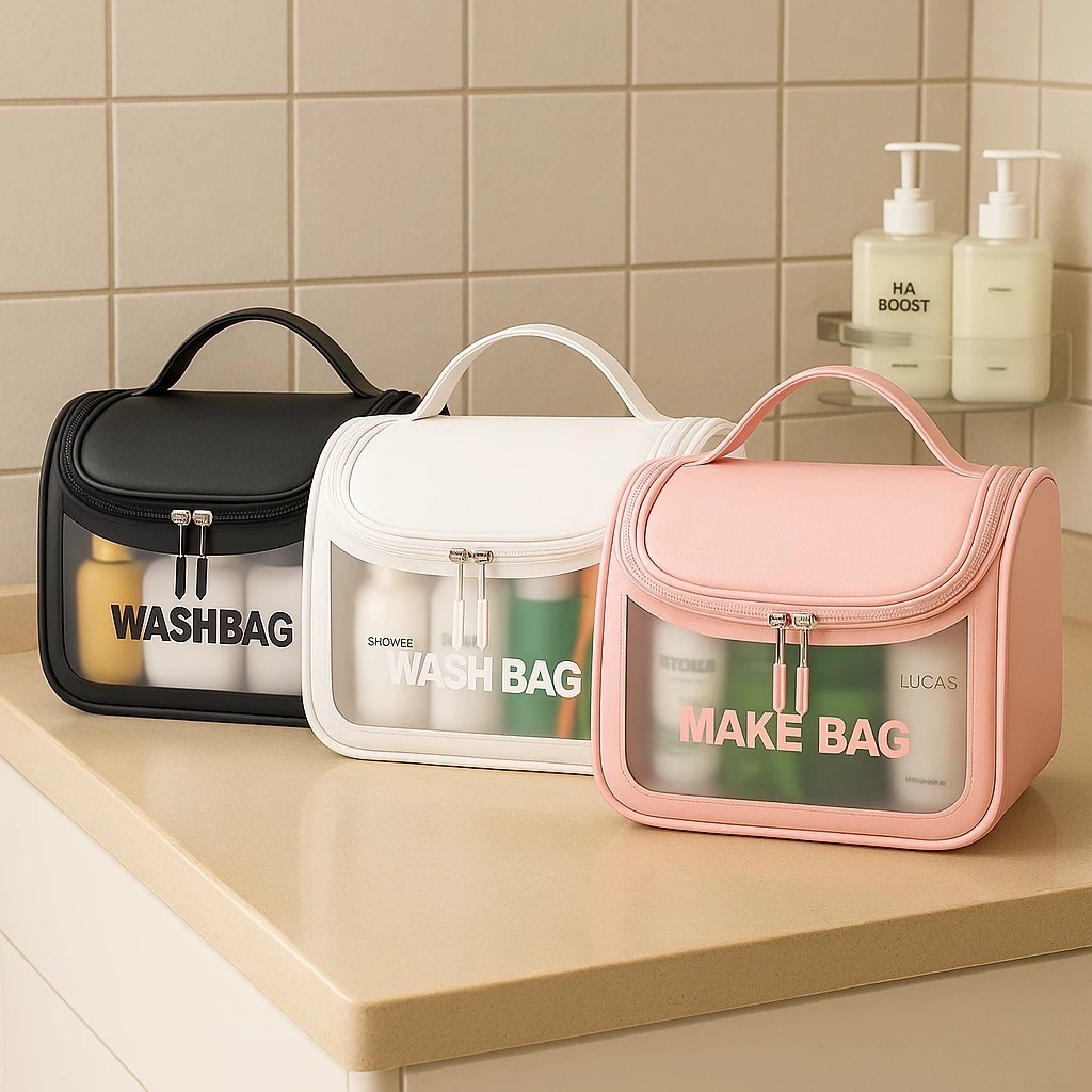 Necessaire Feminina Bolsa Alça Zíper Higiene Casual Organizador Maquiagem Viagem Escova Pente