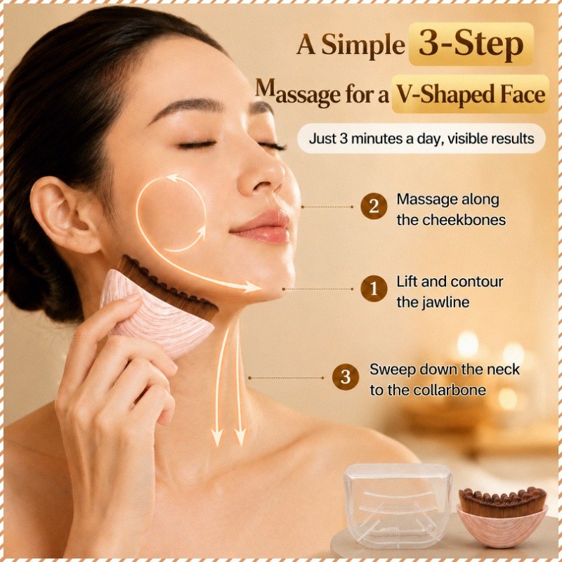 【Massage Thoải Mái】Firming and contouring facial brush, lymphatic drainage massage brush, lifting and anti-wrinkle face/