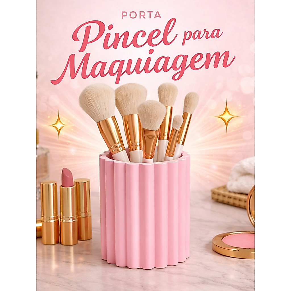 Porta Pincel Maquiagem Organizador Escova Makeup Brush Holder Porta Maquiagem Bancada Banheiro Decoração