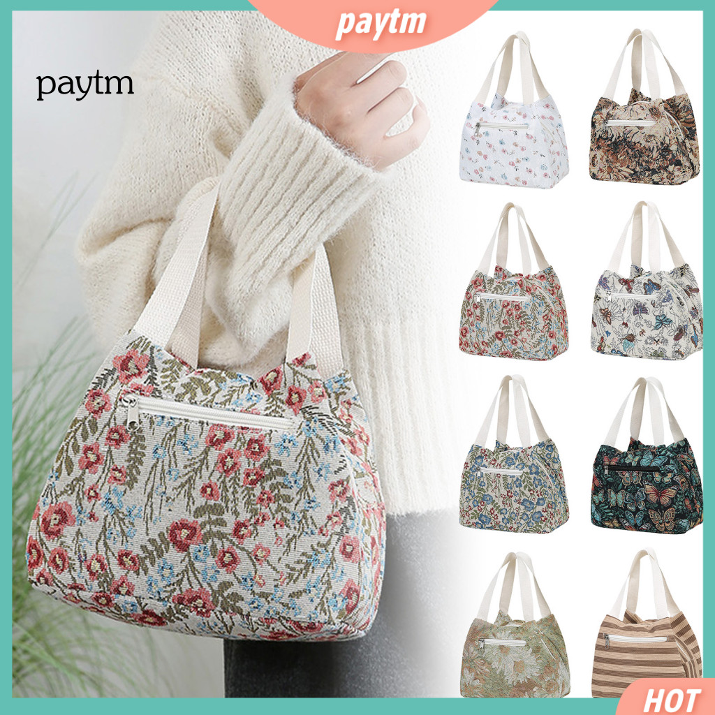 Lunch Box Carrier Waterproof Floral Bag for Women – Stylish Portable Tote Insulated for Commuting Picnic Camping Work