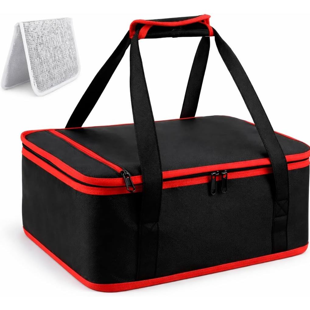 Insulated Resuable Casserole Carrier Bag for Hot or Cold Food, Foldable Portable Prep Carrier, Thermal Food Transport Ba