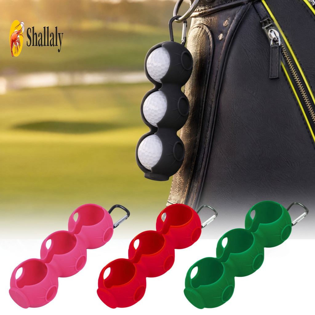 3-ball Golf Holder Silicone Ball with Carabiner – Portable Carrier Cover Protective Sleeve for Bag Durable Organizer E