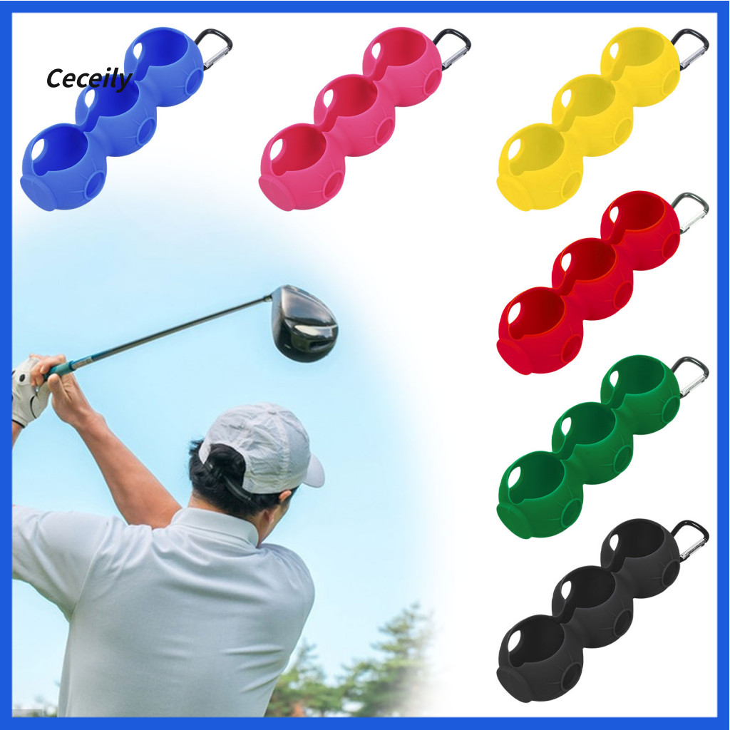 Scratch-proof Golf Ball Case Silicone Holder with Carabiner – Portable 3-ball Carrier Cover Protective Sleeve for Bag