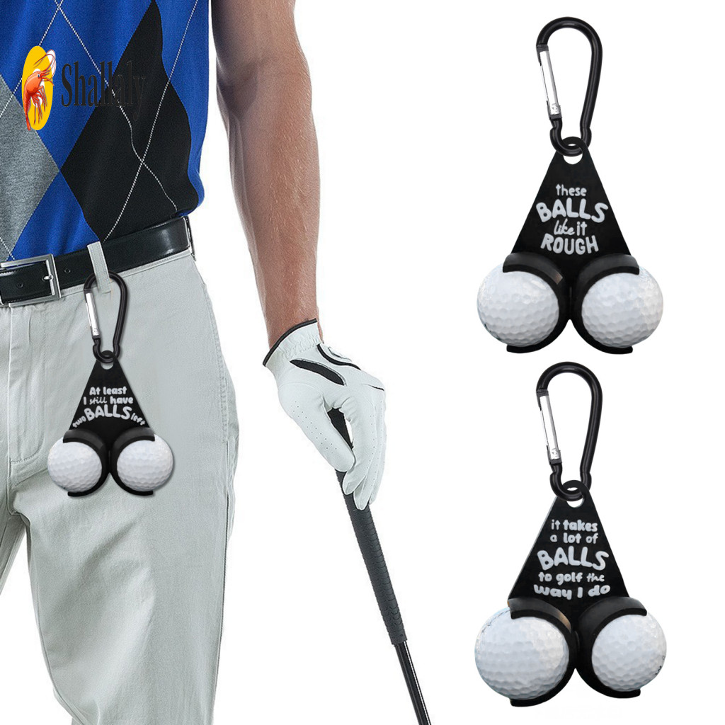 Double Golf Ball Holder Triangle Clip Portable 2-ball Carrier Hanging Organizer for Accessories Men Women Golfer Gift Du