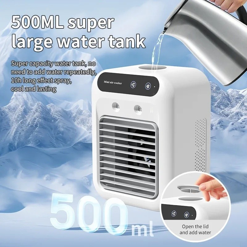 mini Ventilador Portátil De Ar Condicionado De Mesa , Baixo Ruído , Umidificador Poderoso E Função De Resfriamento , Car