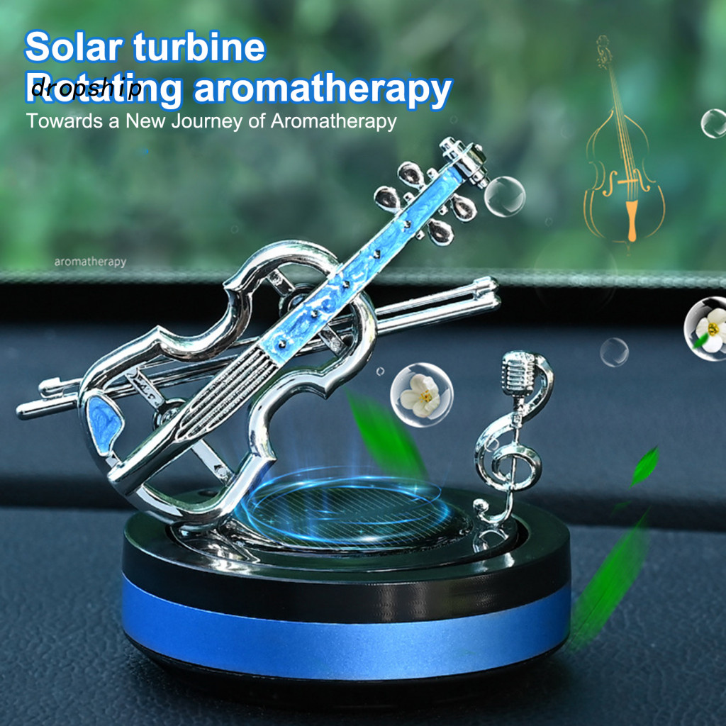Rotating Car Aromatherapy Solar-powered Diffuser Violin Design Portable Auto Air Freshener Elegant Purifier for Cars Uni