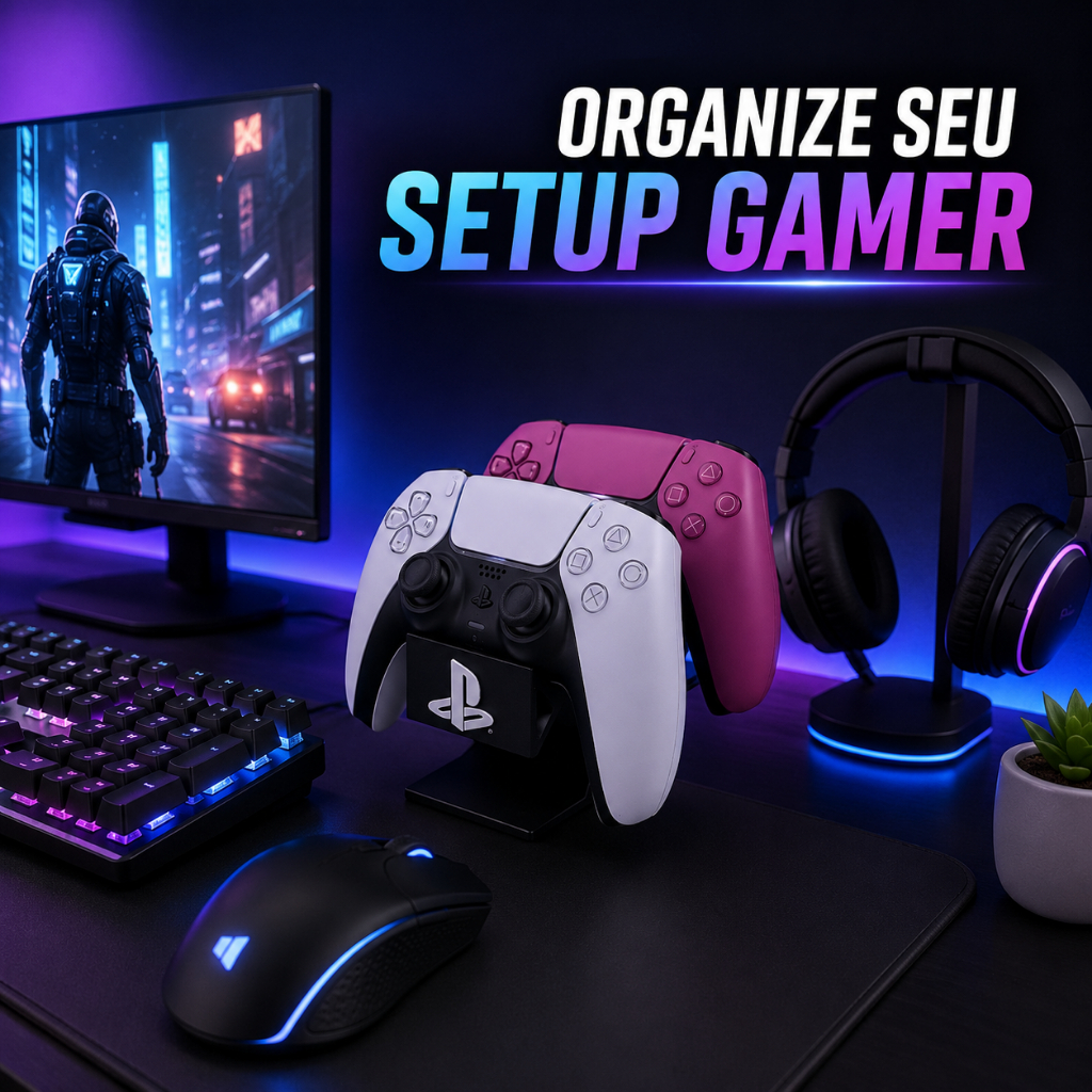 Suporte para 2 Controles PS5 DualSense – Base Gamer Dupla - Moderno