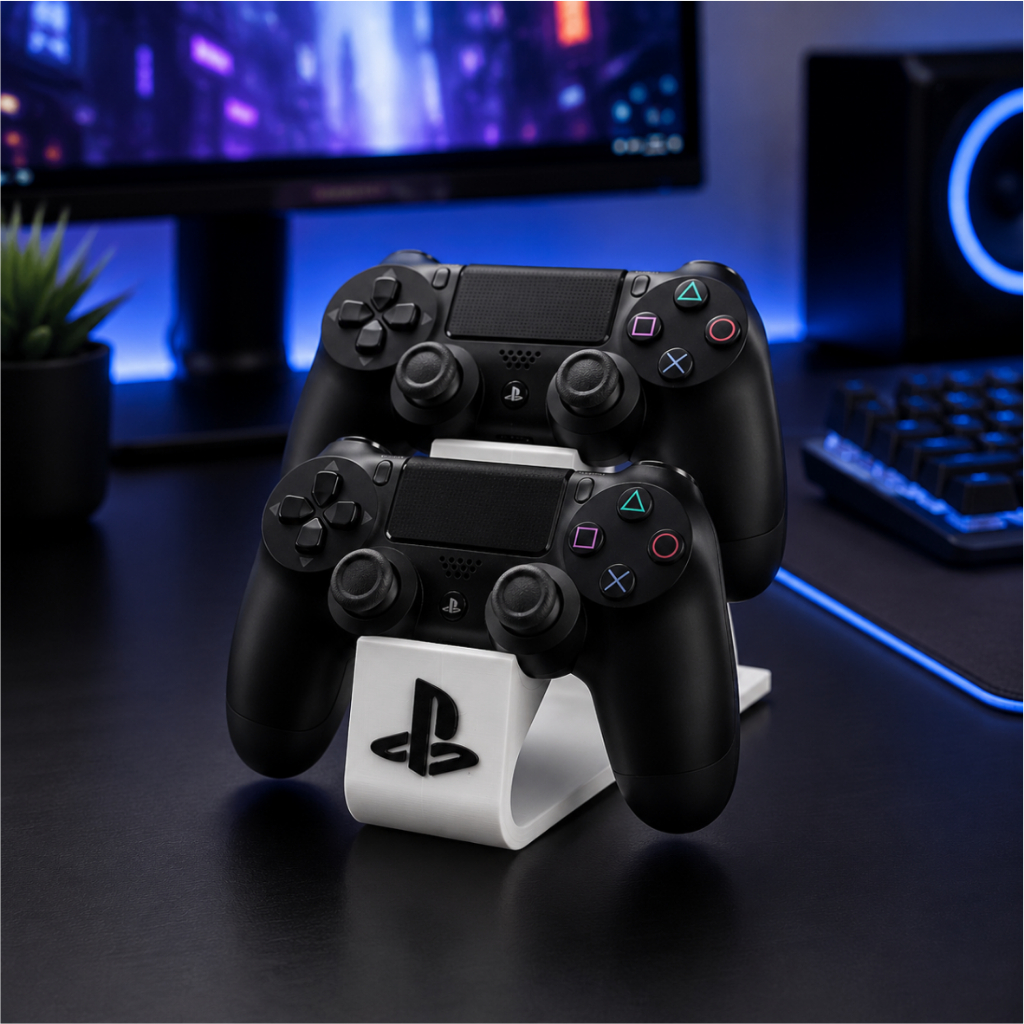 Suporte para 2 Controles Gamer | Organizador de Mesa | Design Moderno