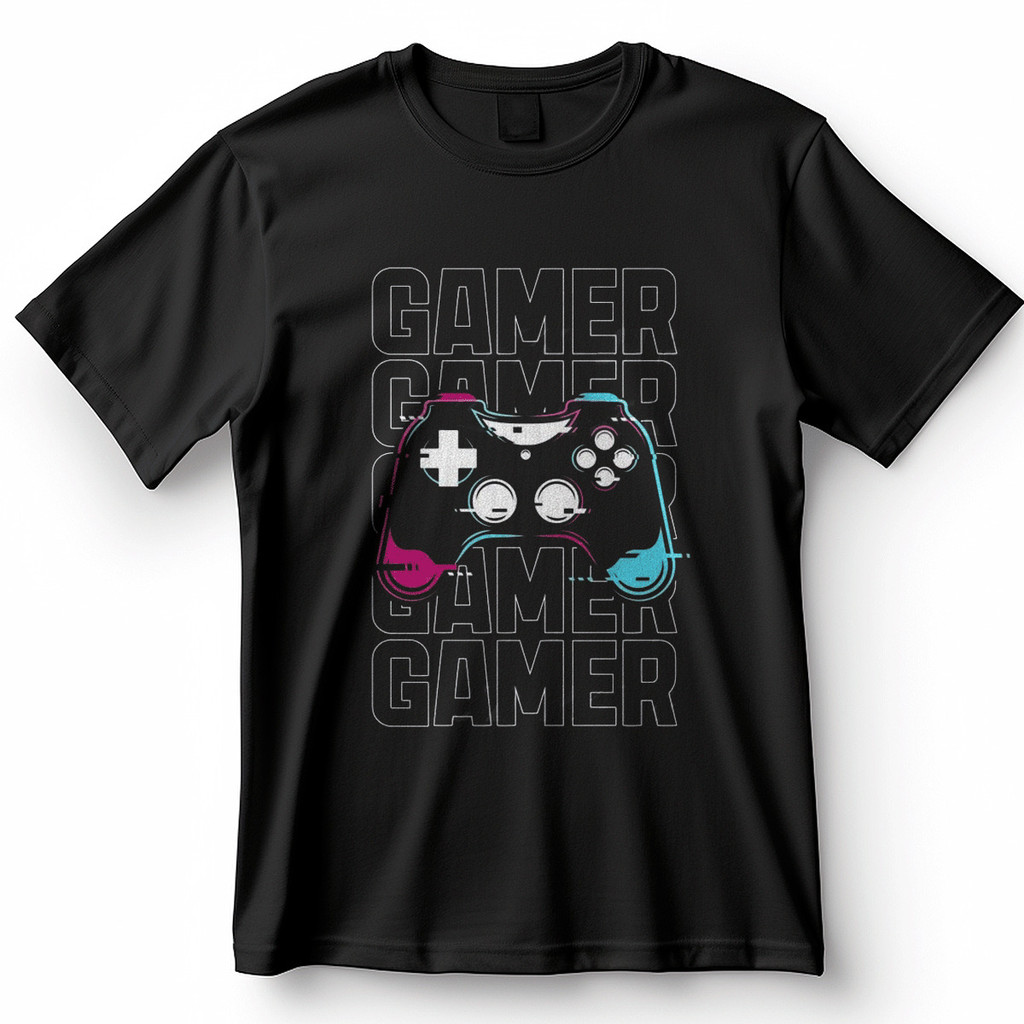 Camiseta Controle Gamer Glitch Neon Estilo Cyberpunk Moderno Blusa Camisa 100% Algodão