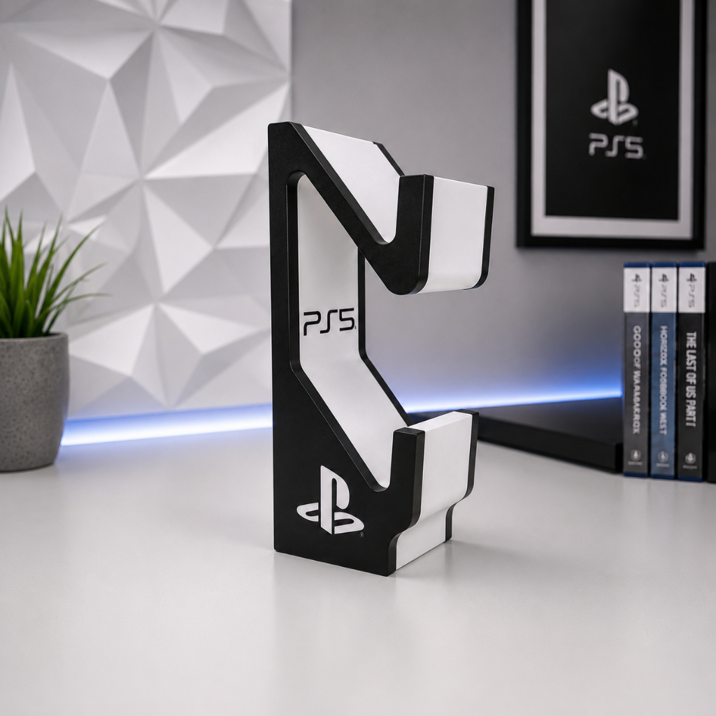 Suporte para 2 Controles PS5 Organizador Gamer Porta Controle PlayStation Mesa Setup Design Moderno Resistente