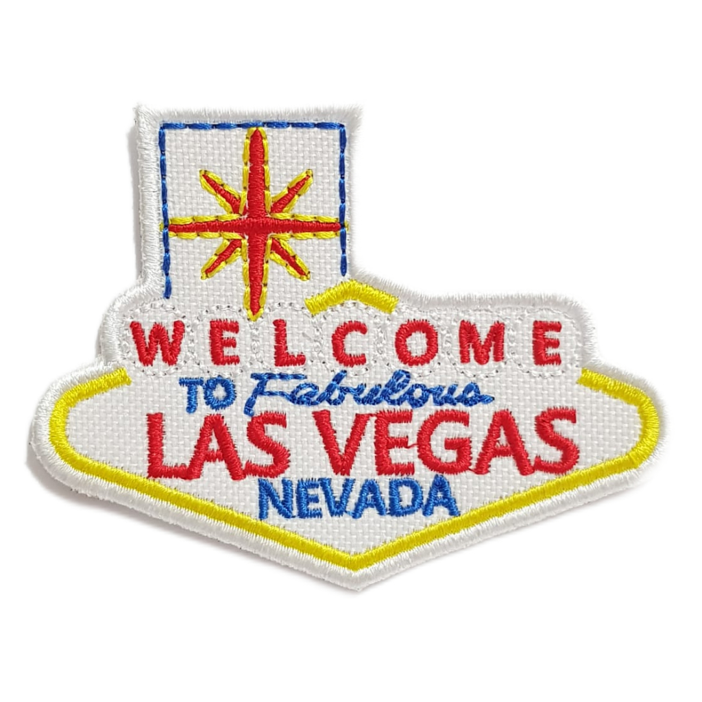 Patch Aplique Bordado Termocolante Letreiro 'Las Vegas Nevada' para Jaquetas, Moletons, Bonés