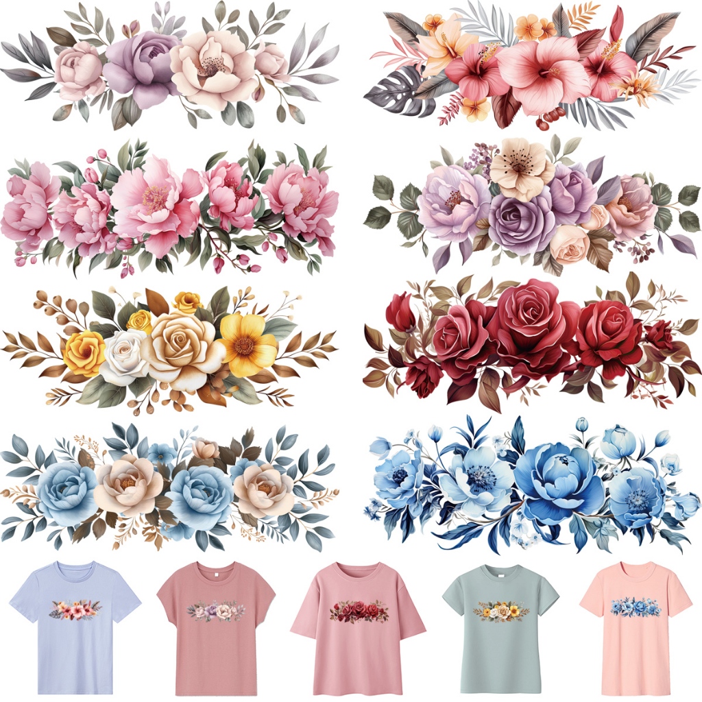 Flores Grandes 28.5Cm De Largura Transferências De Ferro Fácil Impressão Em Roupas Reboques Adesivos Diy Hoodies Camiset