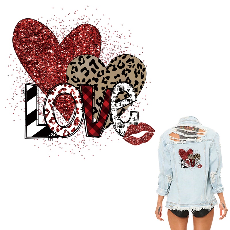 Adesivos Para Camisetas De Ferro Vermelho Amor Coração Roupas Calor Press Apliqued Moletom Parches Ropa Em Patch
