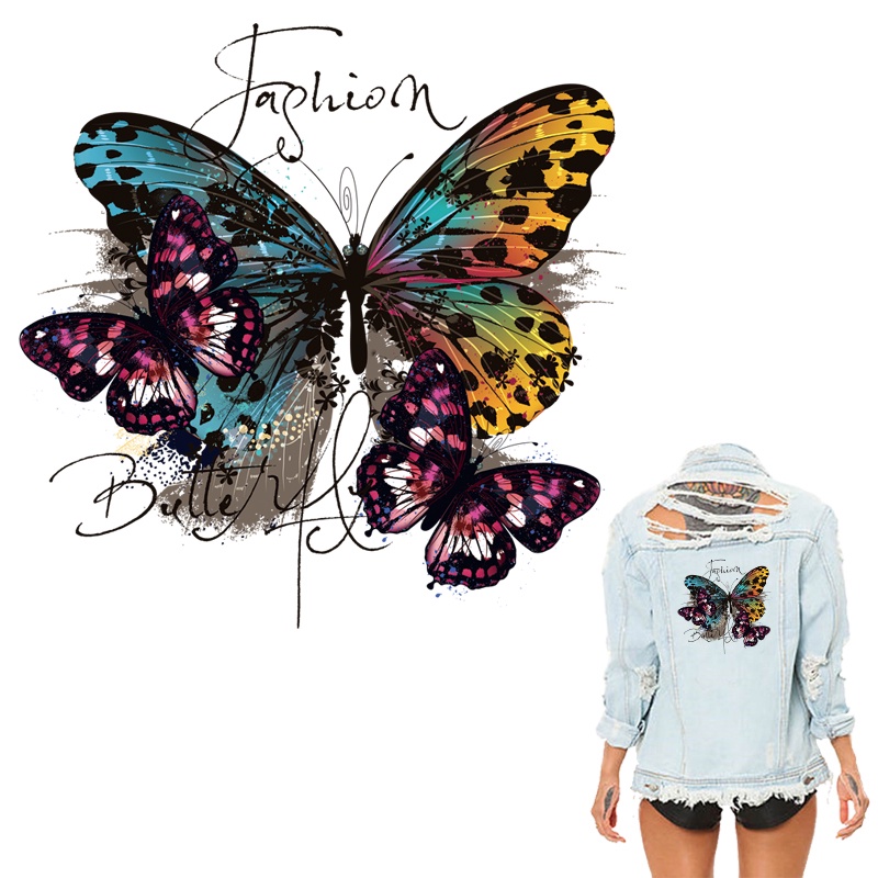 Borboleta Transferência Ferro-On Animal Heat Press Appliqued Parches Ropa Camiseta Roupas Adesivos Diy Moletom Para