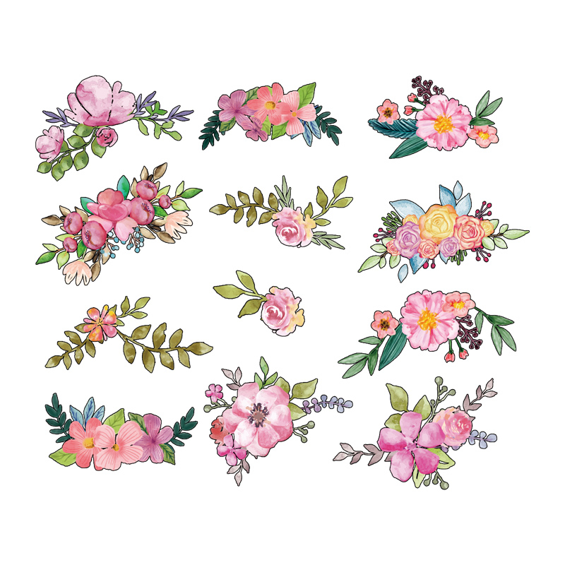12Pcs/Sheet Flower Adesivos Para Roupas De Mulher Transferência De Calor Diy Ropa Hoodies T-Shirt