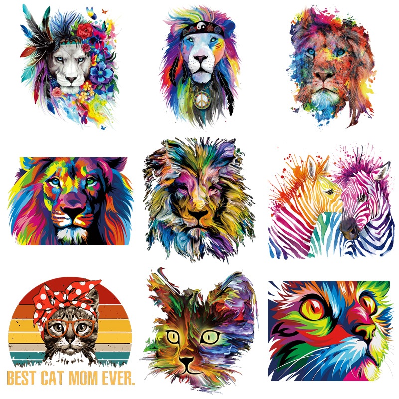 Adesivo Em Roupas Cores Animal Imprensa De Calor Appliqued Camiseta Adesivos Diy Hoodies Parches Ropa Remendos Para Teci