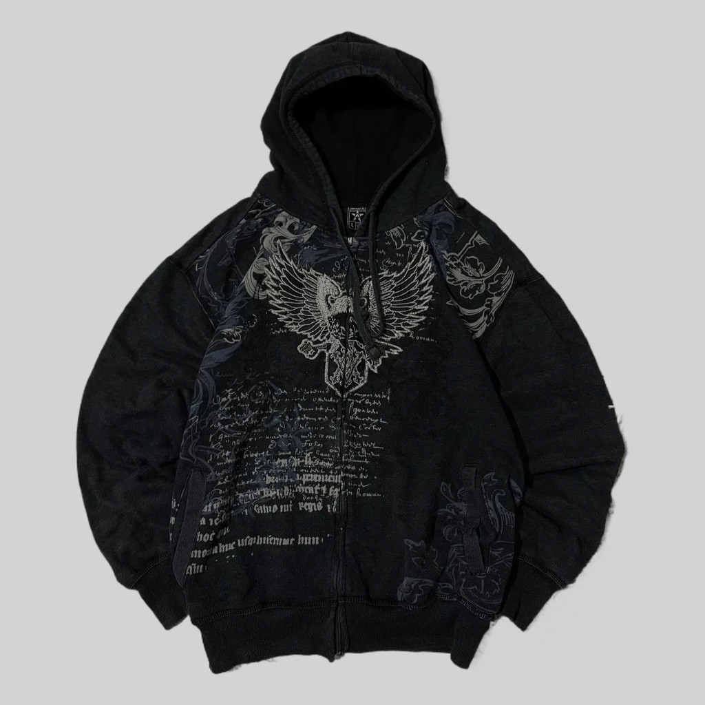 Y2K Novo Moletom Oversized Harajuku Hip Hop Americano com Patches de Letras Bordados Estilo Retro