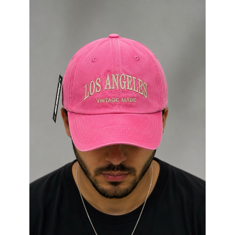 Boné Masculino Rosa Pink Los Angeles Vintage Bordado Aba Curva Regulável