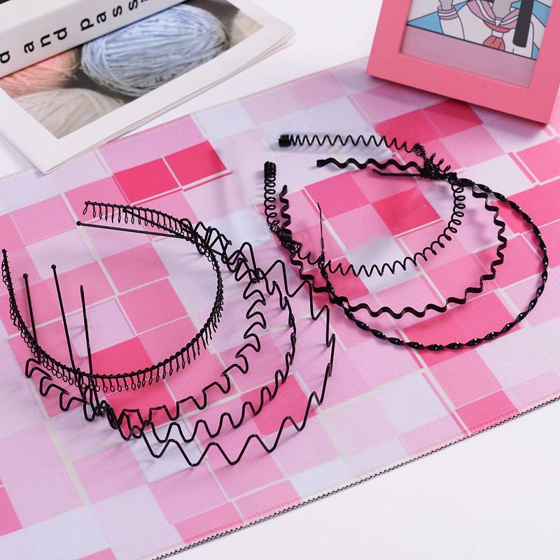 [lovego] Metal Homens Mulheres Unissex Onda Cabelo Hoop Wash Face 5mm Largura Moda Simples Esporte Hairband Acessórios D