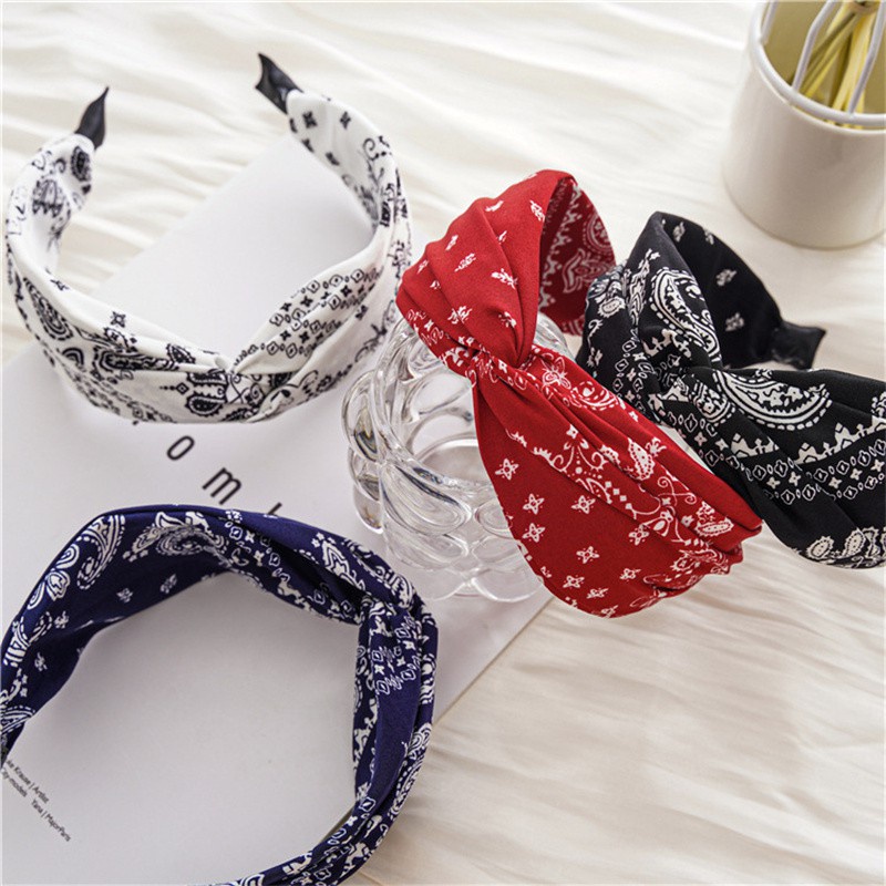 Fita De Cabeça Larga Embrulhada Em Cruz De Tecido Mulher Estilo Retro Face-Washing Hairbands Girls