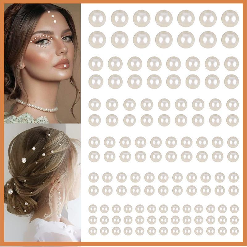[BG] 220pcs Mix 3mm/4mm/5mm/6mm Pérolas De Cabelo Sti Em Autoadesivas Stiers Face Pearls Para Rosto Maquiagem Unhas DIY