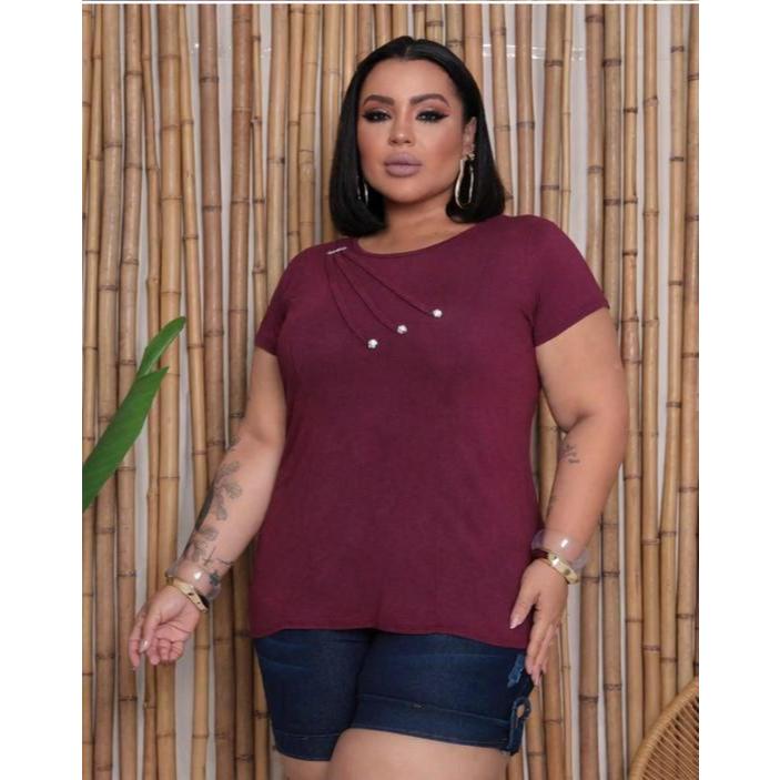blusa plus size feminina, manga corta, modelo 3 tiras