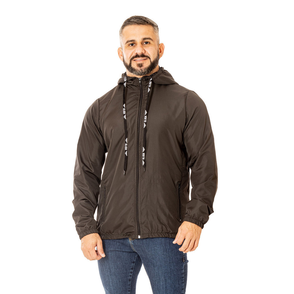 Jaqueta Corta Vento Blusa Masculino Tecido Resistente Água leve de microfibra Capuz elástico Mangas