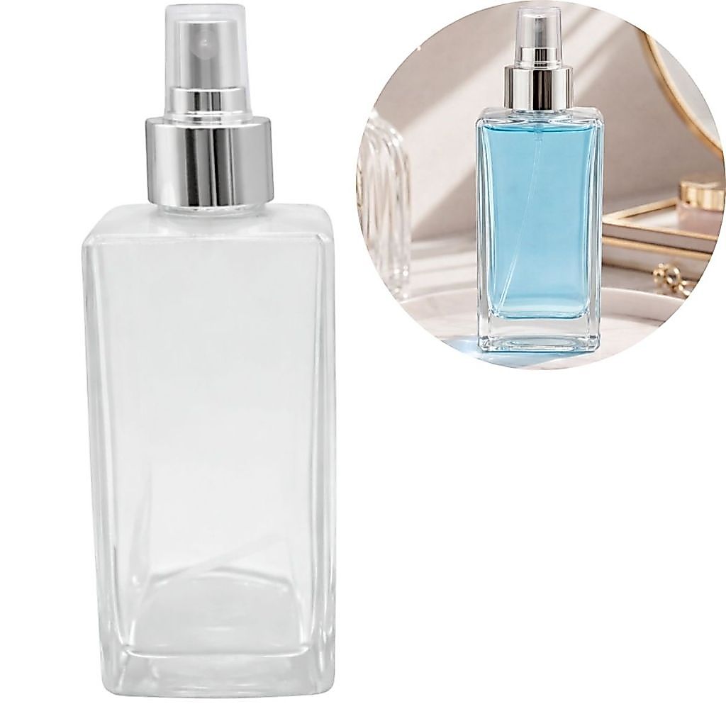 Frasco Square 250ml Transparente com  Dourado para Aromatizador- 05 cores de valvulas
