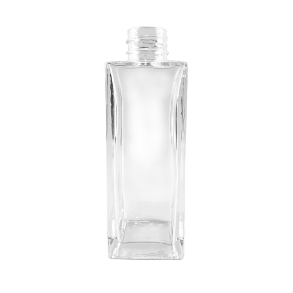 Frasco de Vidro Transparente 150ml Rosca 28/410 Modelo 'Square'