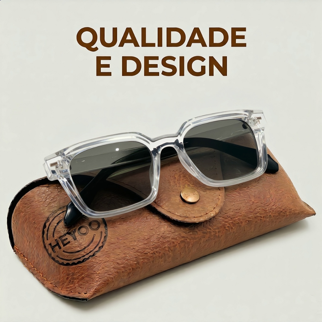 Óculos de sol estilo urbano Heyoo Square UV400|Estilo combinado preferido para viagens diárias|Ultravioleta de bloqueio