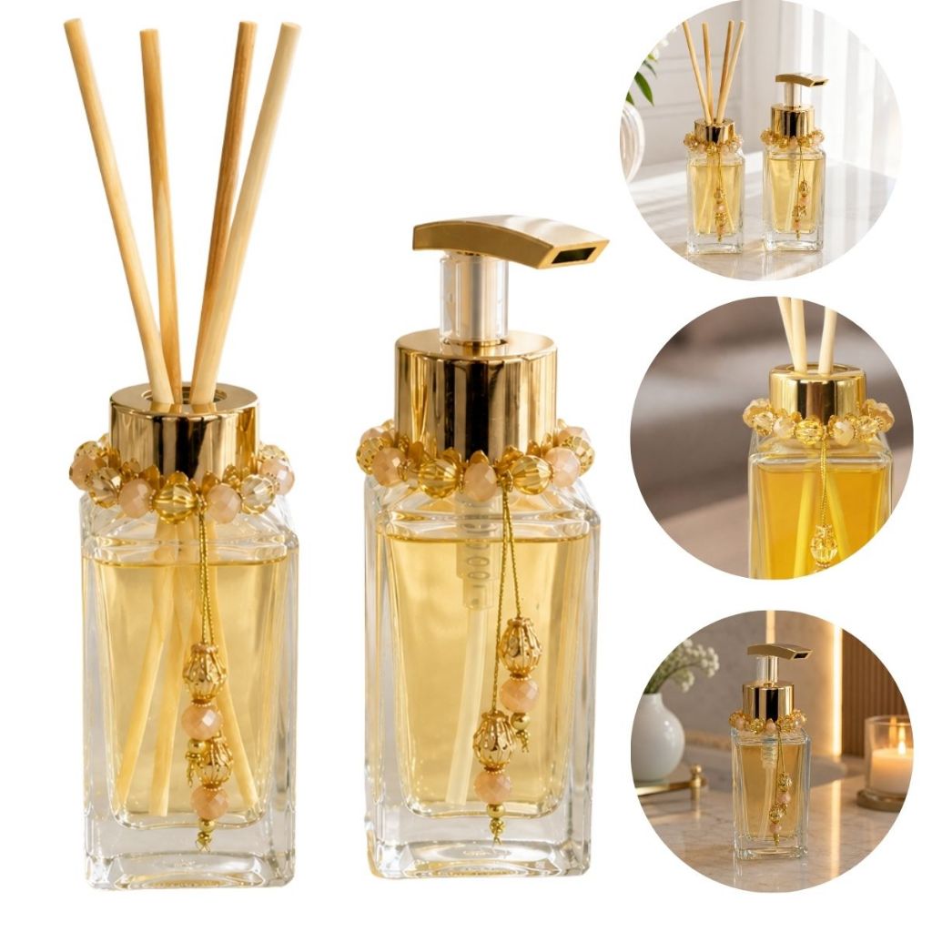 Kit 04 Frascos Lavabo Square 80 ml Florença para Difusor de Aromas e Sabonete ou alcool ou
