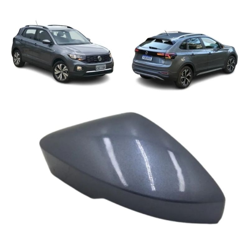 Capa Retrovisor Polo Virtus Nivus T-Cross Original Lado Motorista Cinza Platinum