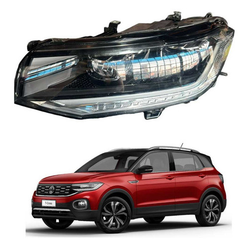 Farol Dianteiro Esquerdo Volkswagen T-cross 2020 A 2024 Esquerdo/motorista