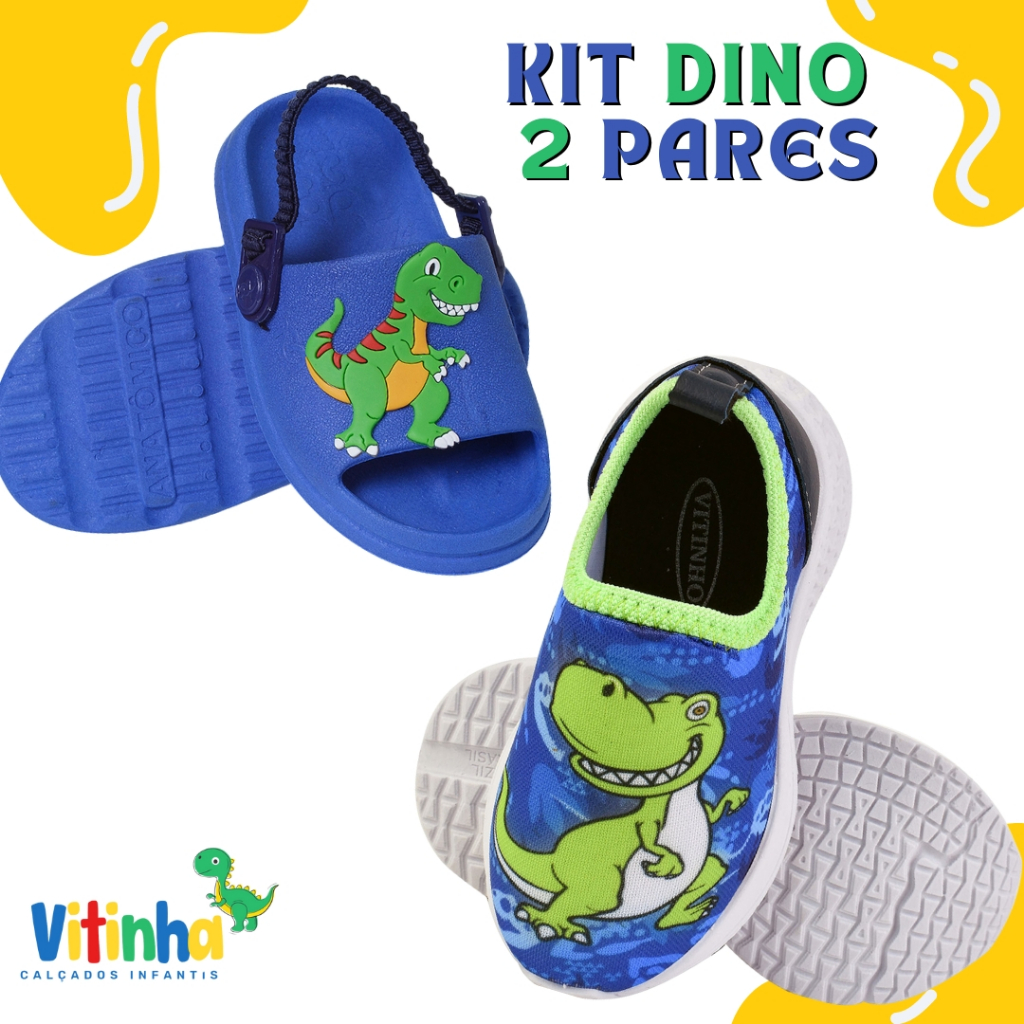 Tenis Infantil DINO Unisex, Menino criança Juvenil Barato Escolar Leve