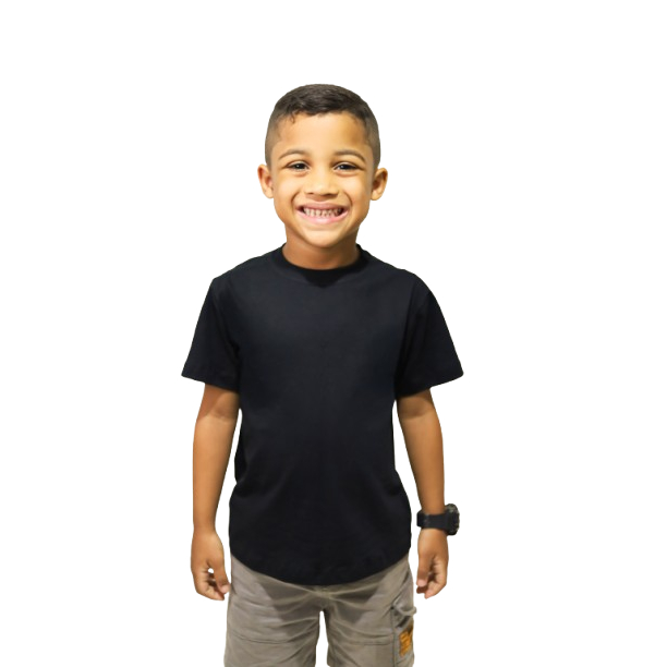 Camiseta Infantil Premium Preta 100% Algodão – 1, 2 ou 4 Unidades