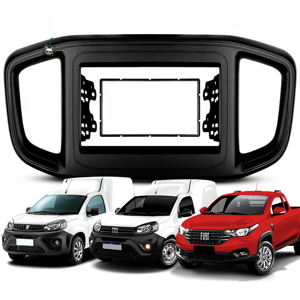 Moldura 7 Pol 2 Din Strada Fiorino Partner 2021 2022 2023 2024 Preto Fosco