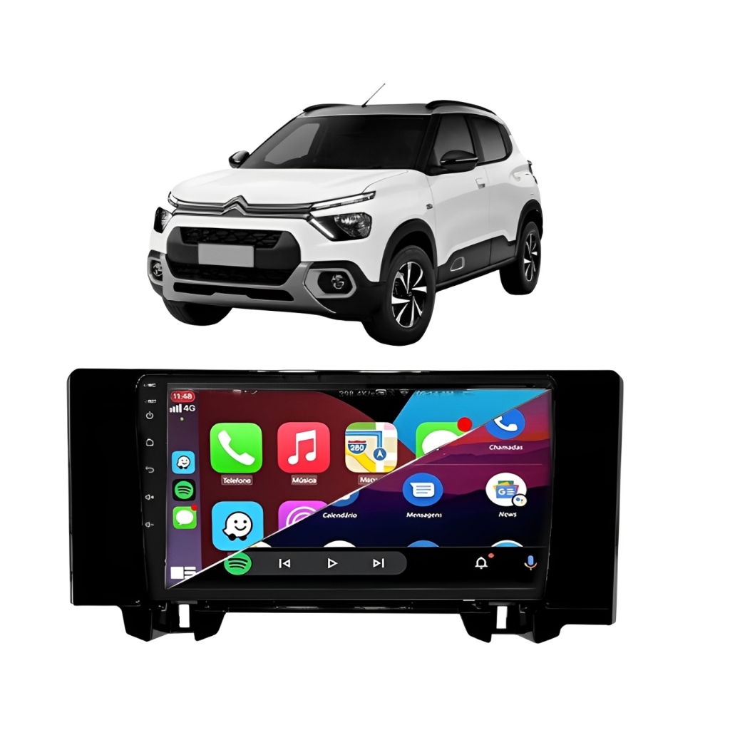Kit Multimidia C3 2023 / 2026 Carplay AndroidAuto 9 Pol BT USB FM - Roadstar 7009BR