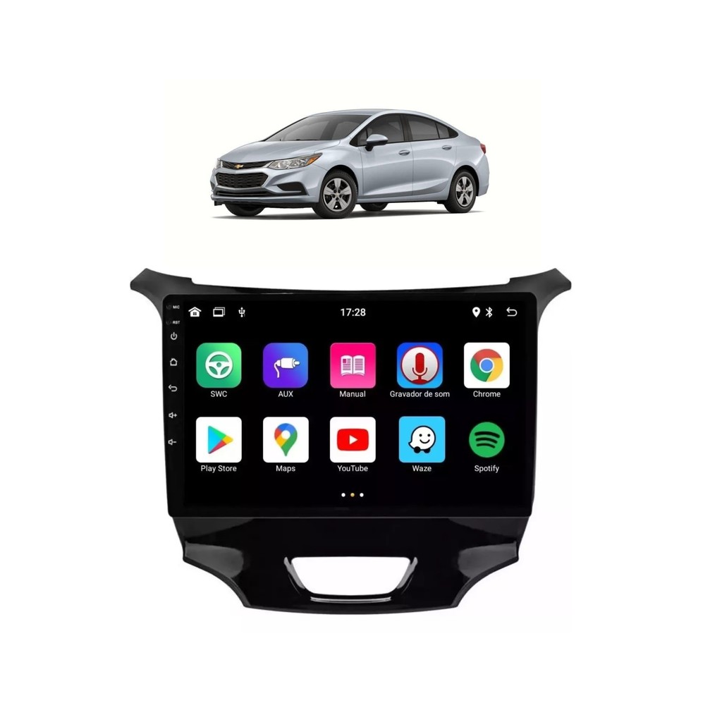 Kit Multimídia Cruze 2017 / 2019 9 Pol Android Carplay 2/32GB - Roadstar 915BR