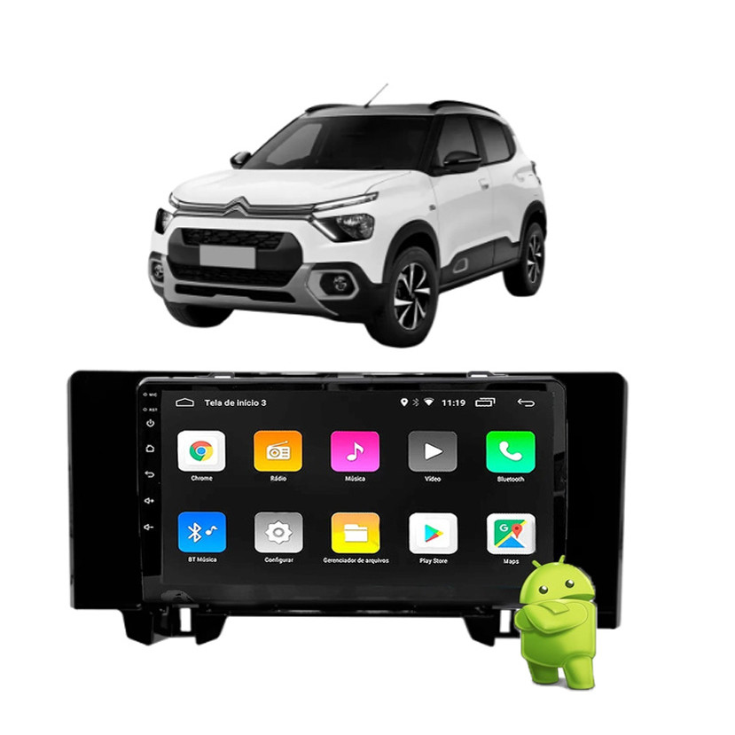 Kit Multimídia Citroen C3 2023 / 2025 9 Pol Android Carplay Gps 2/32GB - Roadstar 915BR