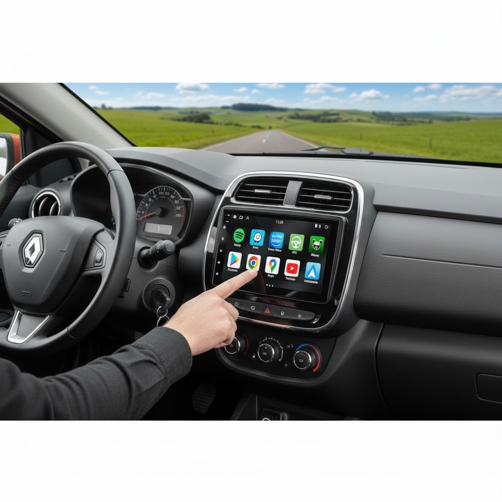 Central Multimidia Android Kwid 2017 2018 2019 2020 2021 2022 2023 2024 2025 moldura + camera