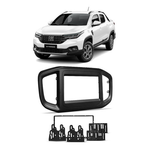 Moldura Painel Multimidia 2 Din Fiat Nova Strada 2021 A 2023 Preto Fosco
