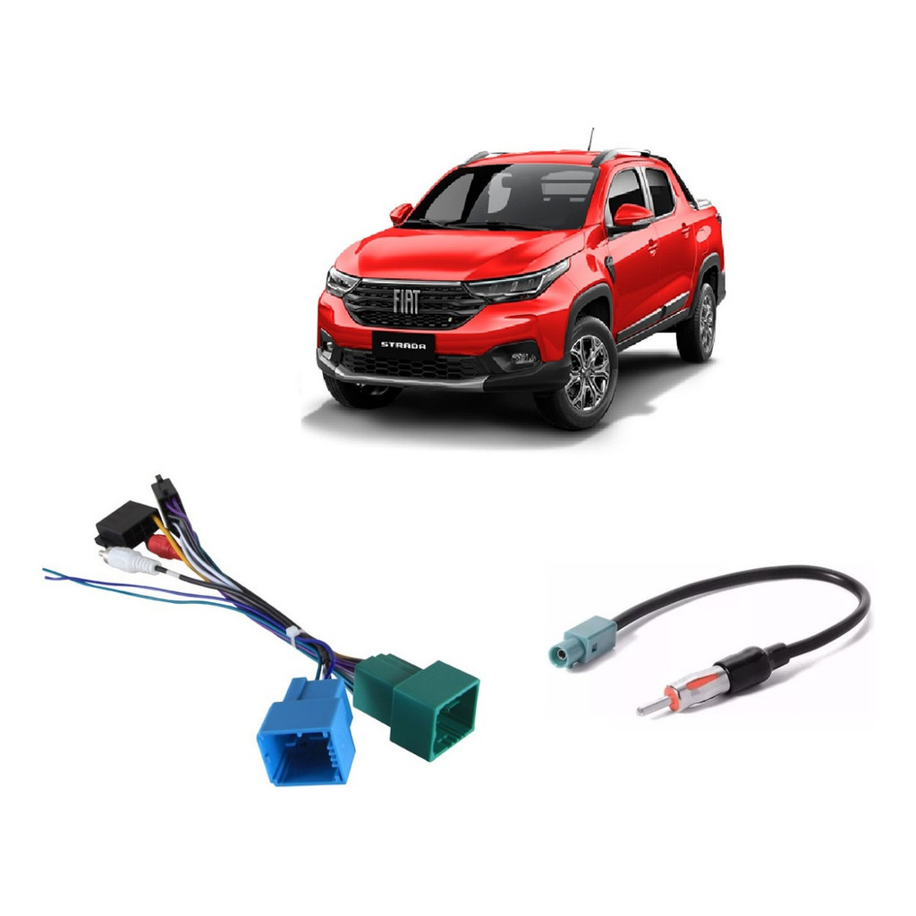 Plug Conector Radio E Antena Nova Fiat Strada 2021 A 2023