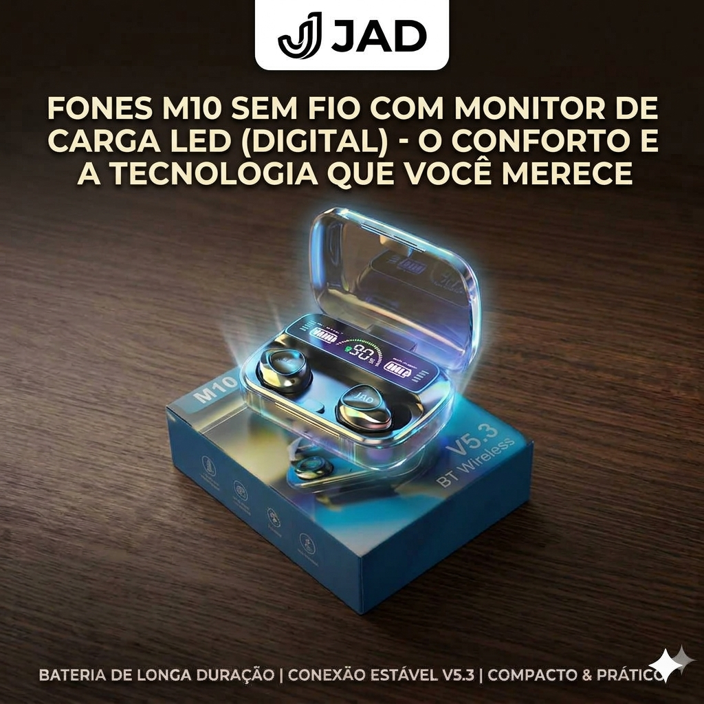 FONE DE OUVIDO BLUETOOTH SEM FIO M10